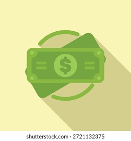 Green-Dollar-Schein, der in eine andere Währung umgewandelt wird, mit Pfeilen, die ihn auf gelbem Hintergrund umgeben