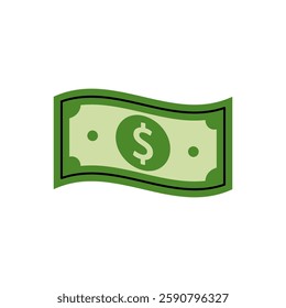 A green dollar bill. Money investment and business commerce. Vector illustration.