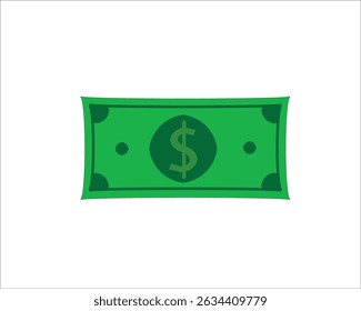 Green dollar bill on white background
