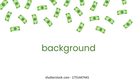Fondo horizontal de las letras del dólar verde. Crecimiento financiero, crecimiento monetario, inversión, beneficios, concepto de gestión financiera. Billete vectorial de estilo plano. folleto con espacio de copia