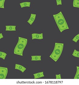 Green dollar bills seamless pattern. Money notes seamless pattern background for finance or business concept.