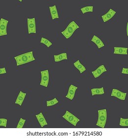 Green dollar bills seamless pattern. Money notes seamless pattern background for finance or business concept.