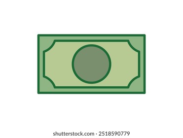 Green dollar cash bill on white background