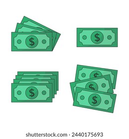 Green dollar cash icon. Cash Money cartoon financial illustration.