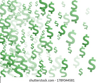 Green dollar icons flying money vector illustration. Economy concept. Currency pictogram dollar money scatter elements graphic design.