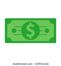 Green dollar investment money success vector. Economy cash savings bill market sign icon. Closeup franklin loan currency America. Debt abundance symbol flat design isolated. Finance commerce banknote