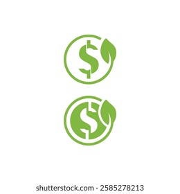 Green Dollar Logos Representing Sustainable Finance and Environmentally Conscious Economics