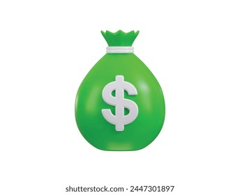 icône sac argent vert en 3d rendu  illustration vectorielle