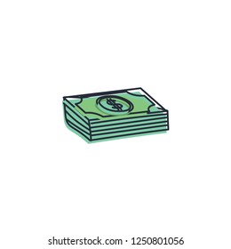 Green dollar money stack clip art template. Business and finance concept icon. Vector illustration design eps10