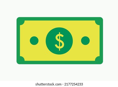 Nota Verde del Dólar Bill Moneda Estadounidense Icono Ilustración Icono Mínimo Símbolo Financiero