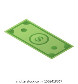 Green dollar paper icon. Isometric of green dollar paper vector icon for web design isolated on white background