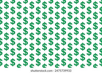 Grünes Dollar-Muster . Nahtloses Dollarmuster. Dollar-Bildschirmhintergrund . Vektorillustration