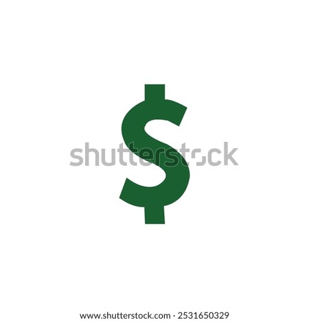 Green dollar sign icon. Dollar sign isolated on white background