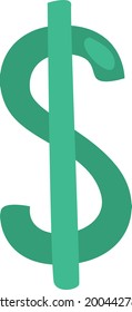 Signo verde dólar, ilustración, vector sobre fondo blanco.