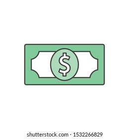 Green dollar sign. Vector illustration on white background flat style.