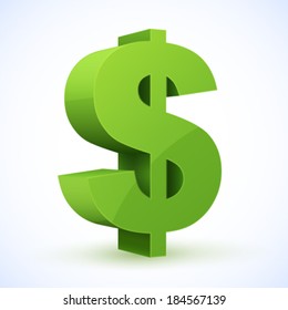 Green dollar sign. Vector illustration. - Shutterstock ID 184567139