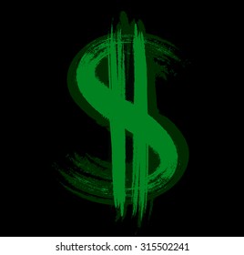 Green dollar sign. Vector illustration