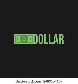 Green "Dollar" word logo. Dollar logo vector illustration.