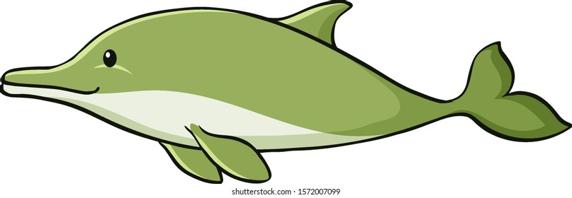 Delfín verde en ilustración de fondo blanco