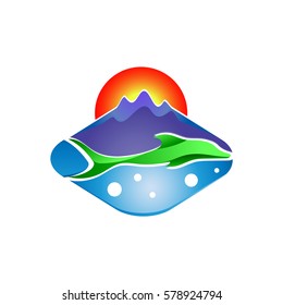 Green dolphin vector illustration, isolated logo on white.