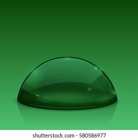 Green dome, glass semi-sphere. Vector 3d illustration isolated on white background