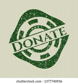 Green Donate rubber grunge stamp