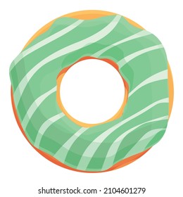 Green donut icon cartoon vector. Sugar cake. Cream food