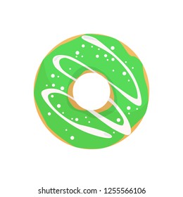 Green donut illustration. Sweet, round, green. Vector illustration can be used for topics like food, confectionary, sweet shop 