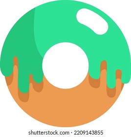 Green donut, illustration, vector on white background.