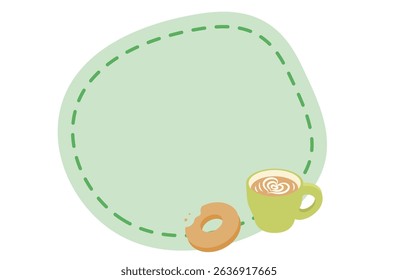 Green Donut and Latte Message Frame Illustration