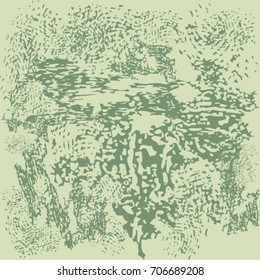 Green doodle against beige background