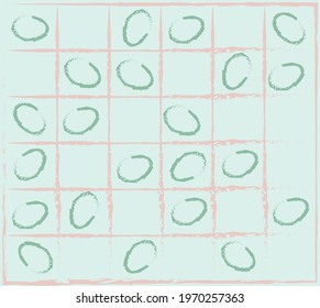 Green Doodle Olives on the Tablecloth background. Vector wallpaper for kitchen decoration, menu, tablecloth, tile