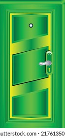 Puerta verde con imagen vectorial de diseño clásico