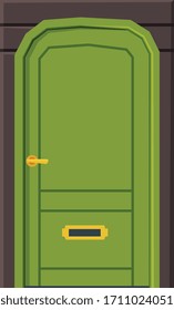 Puertas verdes, Ilustración de vectores de elementos arquitectónicos de fachada clásica de diseño