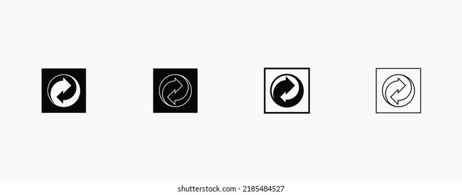 Símbolo de empaque negro de punto verde. Icono de vector de flecha de reciclaje redondeado