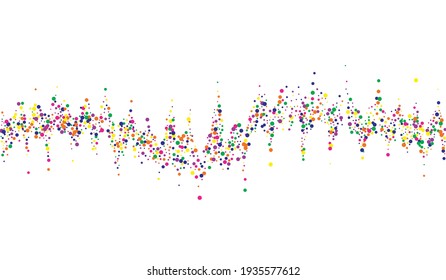 Green Dot Carnival White Background. Vector Rain Card. Decoration Round Backdrop. Color Shine Celebration Background.