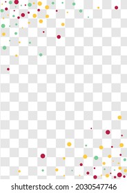 Green Dot Christmas Vector Transparent Background. Celebrate Rain Illustration. Top Round Banner. Color Splash Carnaval Card.