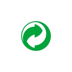 Green Dot Flat Vector Sign. Eco-friendly Packaging Icon