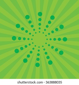 green dot sunburst. Hand drawn vector illustration
