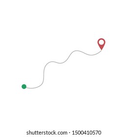 green dote and red map pin, start and finish.