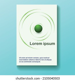 Green dots spiral on white list. Abstract vector background.