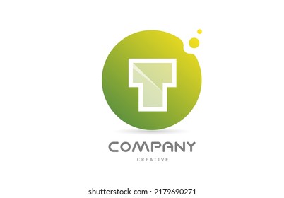 green dots T alphabet letter logo icon with white transparency. Creative template for business and company