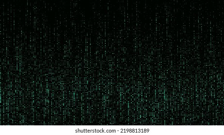 Green dots texture with noise effect. Abstract halftone background. Vector glitch backdrop. Digital screen with matrix or binary code.