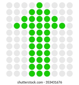 Green dotted arrow pointing up. Vector.