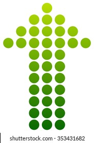 Green dotted arrow pointing up. Vector.