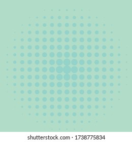 Grüner gepunkteter Hintergrund. Pop Art Stil. Muster mit kleinen Kreisen, Punkten, Design-Element für Webbanner, Poster, Karten, Wallpaper, Backdrops, Seiten. Grünminze Farbe. Vektor-Abbildung