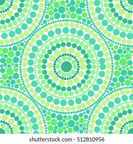 Green dotted circles vector seamless pattern tile