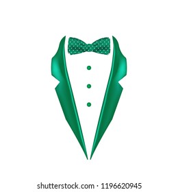 green dotted colored bow tie dinner jacket collar icon. Element of evening menswear illustration