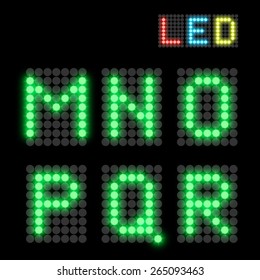 Green dotted LED display letter. Vector illustration