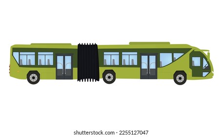 Green  double bus. vector illustration